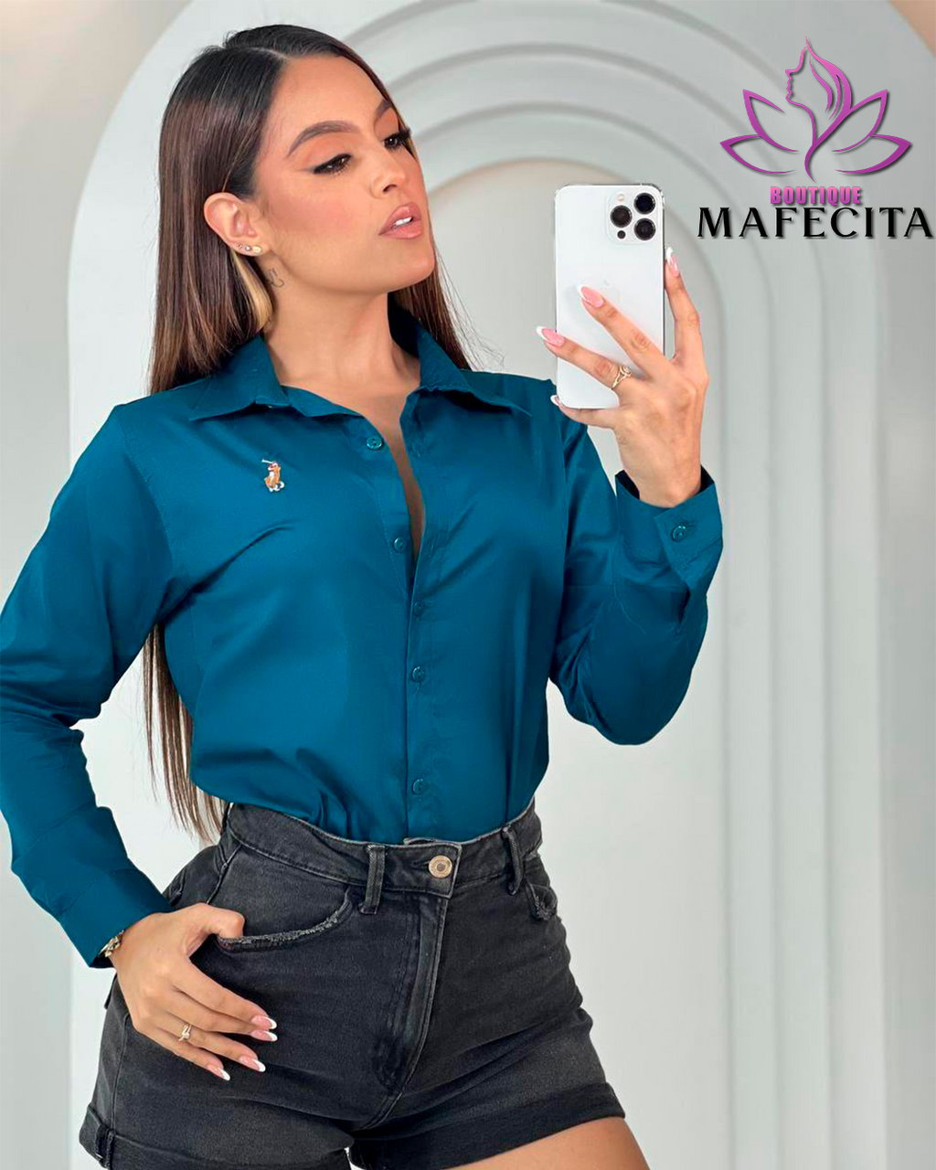 Camisa manga larga dama plus